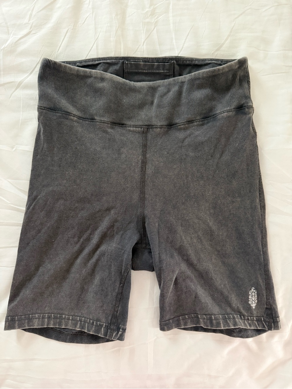 Free People Washed Black High-Rise Bike Shorts